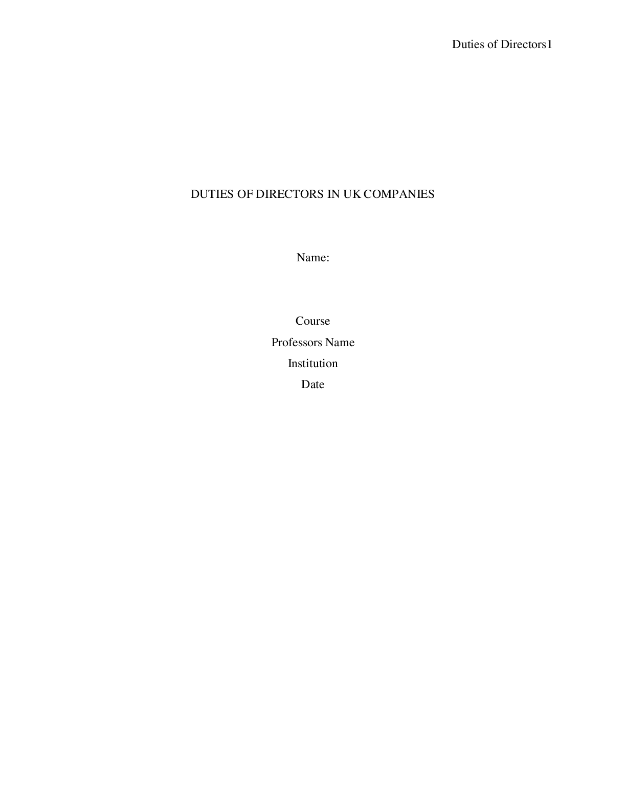 Preview image for DUTIES OF DIRECTORS IN UNITED KINGDOM COMPANIES